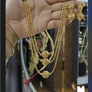 Exquisite Gold Beaded Necklace Set